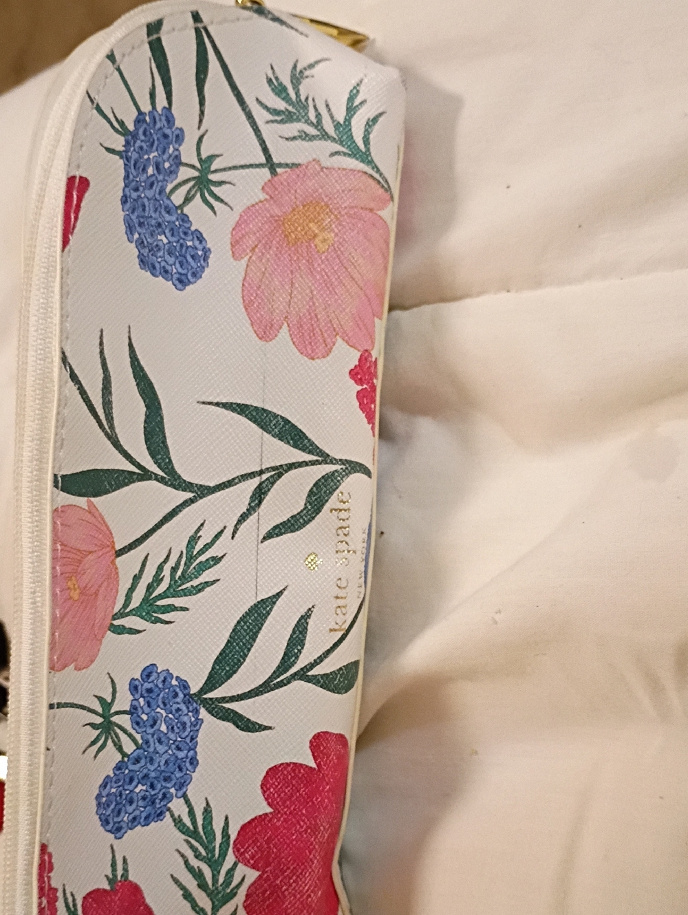 kate spade Floral Print White, Pink, Blue & Green Cosmetic Pouch